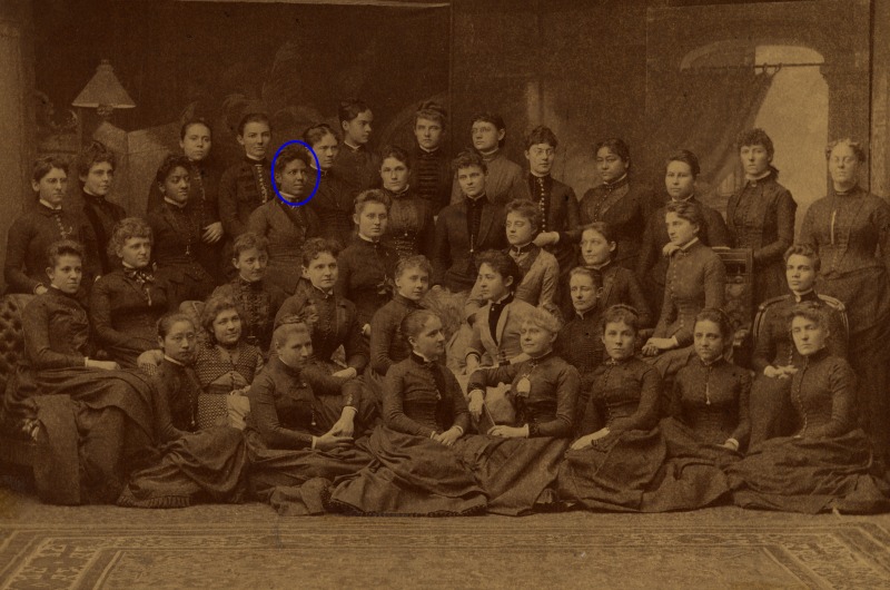 WMCP Class of 1888, featuring Verina M. Harris Morton Jones, MD, the first woman physician in Mississippi (highlighted), and fellow African-American pioneering student Juan Bennett-Drummond, MD. Photo courtesy Legacy Center Archives, Drexel College of Medicine.